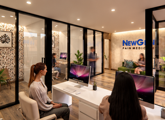 Architectural rendering of Newgen Pain Medicine — Reception & Consultation