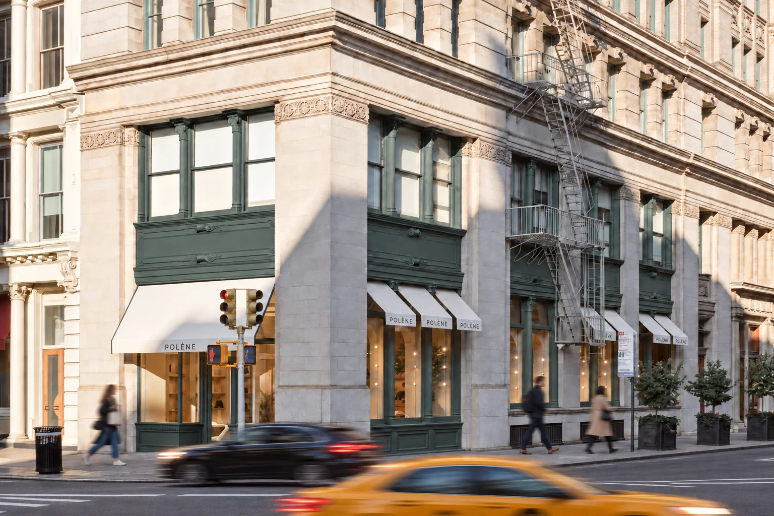 Exterior photograph of the Polène New York boutique storefront on Broadway